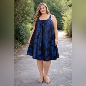 Elegant Blue Floral Dress